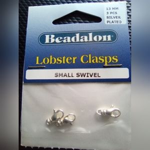 Beadalon Set of 3 Lobster Small Swivel 13mm Silver-Plated Clasps